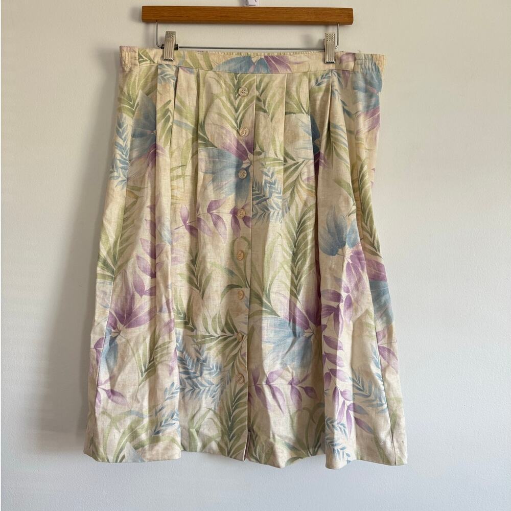 VTG Alfred Dunner Pleated Floral Midi Skirt Pastel Cottagecore French Girl SZ 12